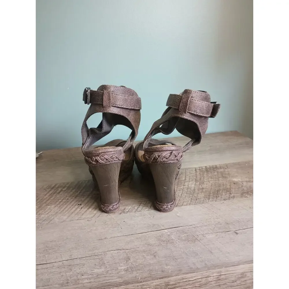Not Rated Womens Boho Fairy Grunge Wedge Sandals 7.5 Ankle Strap Festival Y2K